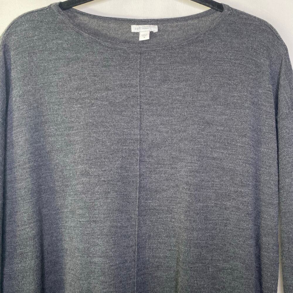 J. Jill Gray Merino Wool Washable Sweater Size Medium Lagenlook Normcore Comfy - Picture 3 of 10